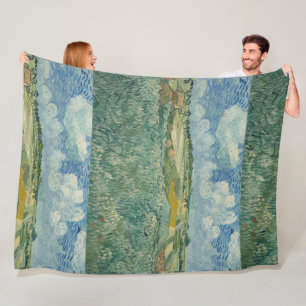 Vintage Van Gogh Plain bij Auvers met regenwolken Fleece Deken