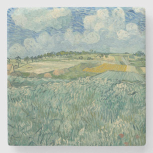 Vintage Van Gogh Plain bij Auvers met regenwolken Stenen Onderzetter