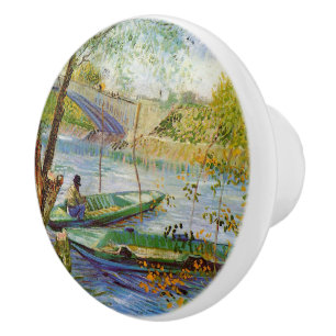 Vintage Van Gogh Pont de Clichy    Keramische Knop