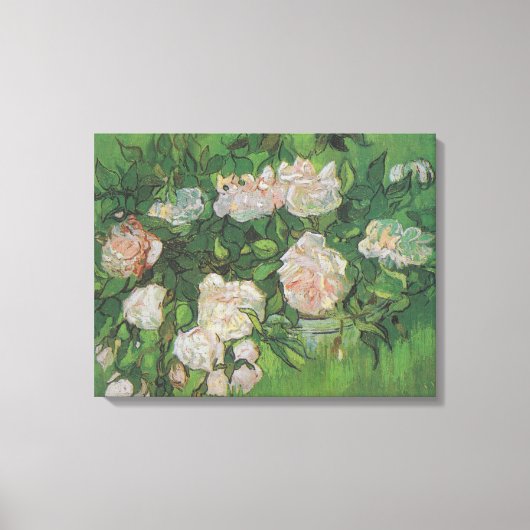 Vintage Van Gogh Roze Rozen Canvas Afdruk (Voorkant)