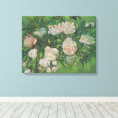 Vintage Van Gogh Roze Rozen Canvas Afdruk (Insitu (Houten vloer))