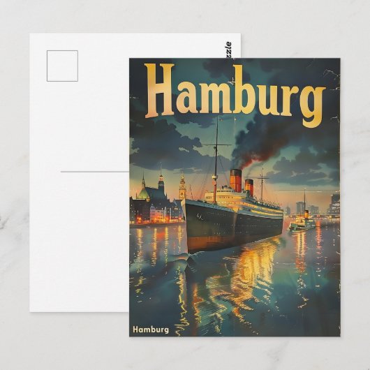 Vintage van hamburg briefkaart (Voorkant / Achterkant)