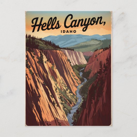 Vintage van Hells Canyon in Idaho Briefkaart (Voorkant)