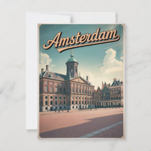 Vintage van het Amsterdamse Koningspaleis Briefkaart
