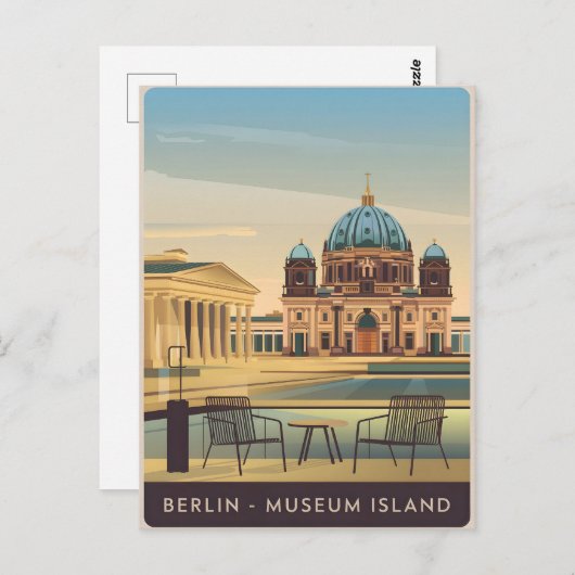 Vintage van het Berlijnse Museumeiland Briefkaart (Voorkant / Achterkant)