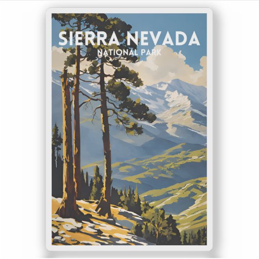 Vintage van het Sierra Nevada National Park Sticker (Voorkant)