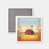 Vintage van Illinois Magneet (Voorkant / Achterkant)