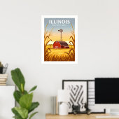 Vintage van Illinois Poster (Thuiskantoor)