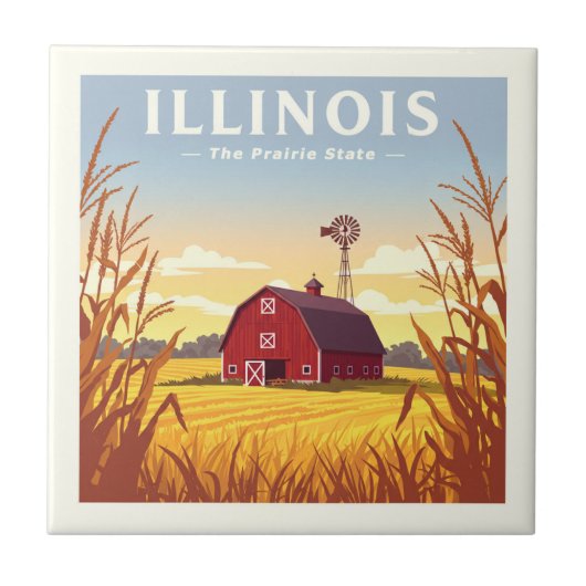 Vintage van Illinois Tegeltje (Voorkant)