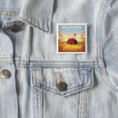 Vintage van Illinois Vierkante Button 5,1 Cm (In situ)