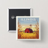 Vintage van Illinois Vierkante Button 5,1 Cm (Voorkant /achterkant)