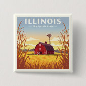 Vintage van Illinois Vierkante Button 5,1 Cm (Voorkant)