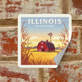 Vintage van Illinois Vierkante Sticker