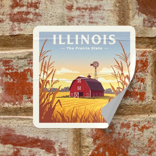 Vintage van Illinois Vierkante Sticker