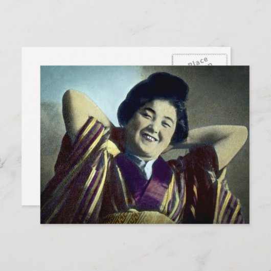 Vintage van Japans meisje lachen Briefkaart (Voorkant / Achterkant)