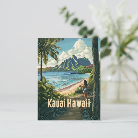 Vintage van Kauai Hawaii Briefkaart (Staand voorkant)