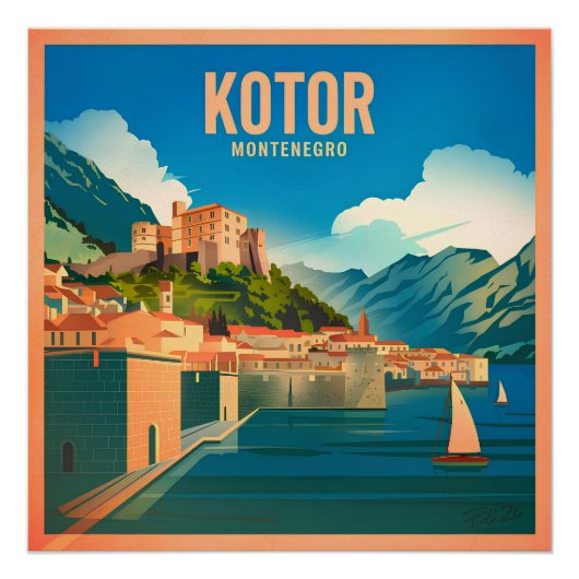 Vintage van Kotor Montenegro Perfect Poster (Voorkant)