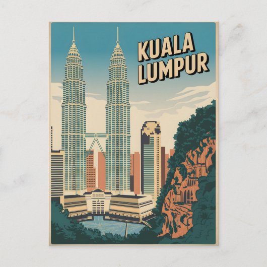 Vintage van Kuala Lumpur Briefkaart (Voorkant)