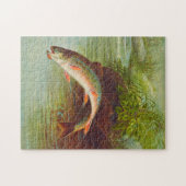 Vintage van leapende brook forel legpuzzel (Horizontaal)