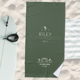 Vintage Van Life Olijfgroen Outdoor Surfer Strandlaken