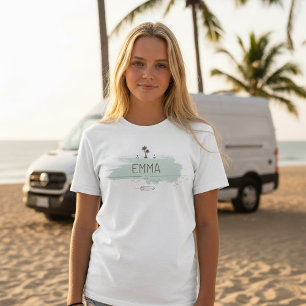 Vintage Van Life Sage Coastal Chic Meisjes T-shirt