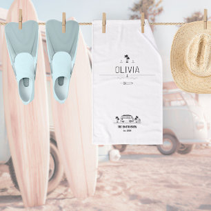 Vintage Van Life Zwart en Wit Klassieke Surfer Handdoek