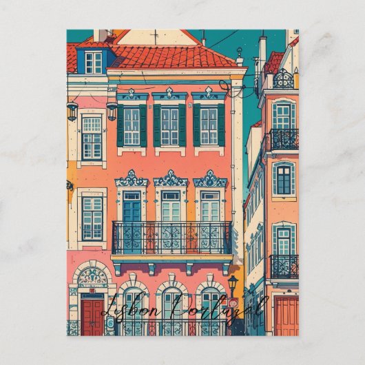 Vintage van Lissabon Briefkaart (Voorkant)