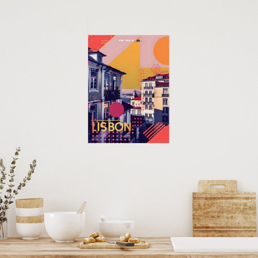 Vintage van Lissabon Kunst Poster (Keuken)