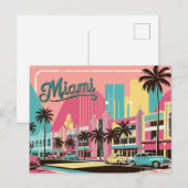 Vintage van Miami, Florida Briefkaart (Voorkant / Achterkant)