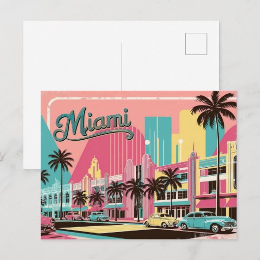 Vintage van Miami, Florida Briefkaart (Voorkant / Achterkant)