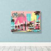 Vintage van Miami, Florida Canvas Afdruk (Insitu (Houten vloer))