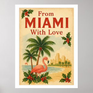 Vintage Van Miami Met Liefde Kerstposter Poster