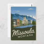 Vintage van Missoula Montana Briefkaart (Voorkant / Achterkant)