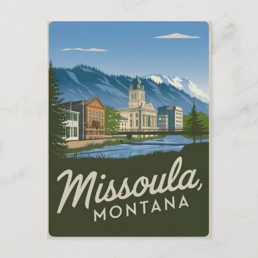 Vintage van Missoula Montana Briefkaart (Voorkant)