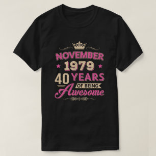 Vintage van november 1979 40ste verjaardag van de t-shirt