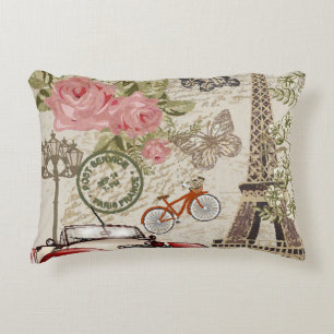 Vintage van Parijs: Briefkaart stijl Accent Kussen