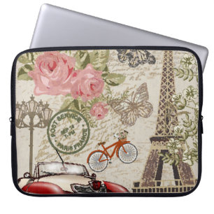 Vintage van Parijs: Briefkaart stijl Laptop Sleeve