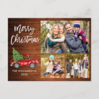 Vintage van penseelscript Truck 3 Kersthout foto's