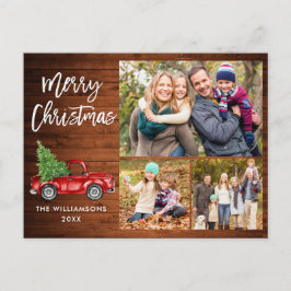 Vintage van penseelscript Truck 3 Kersthout foto's Briefkaart