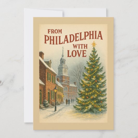 Vintage Van Philadelphia Met Liefde Plat Feestdagenkaart (Voorkant)
