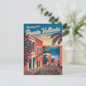 Vintage van Puerto Vallarta Briefkaart (Staand voorkant)