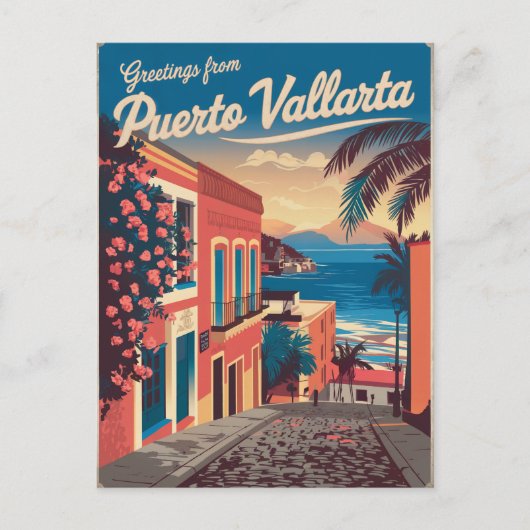 Vintage van Puerto Vallarta Briefkaart (Voorkant)