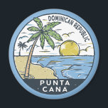 Vintage van Punta Cana (Dominicaanse Republiek) Magneet<br><div class="desc">Punta Cana vector art design. Het gebied Bávaro en Punta Cana vormen samen de zogenaamde La Costa del Coco,  of de Coconut Coast,  een gebied van lavish,  allesomvattende resorts.</div>