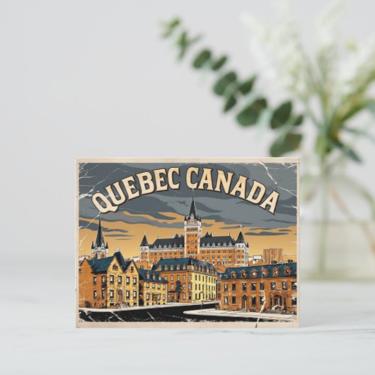Vintage van Quebec, Canada Briefkaart (Staand voorkant)