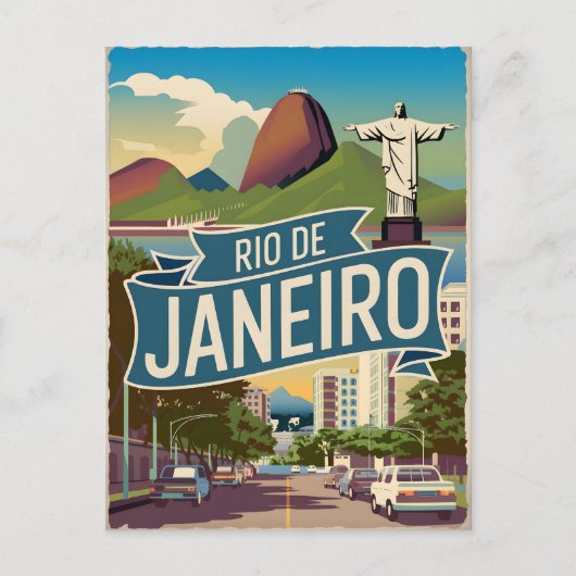 Vintage van Rio de Janeiro Briefkaart (Voorkant)