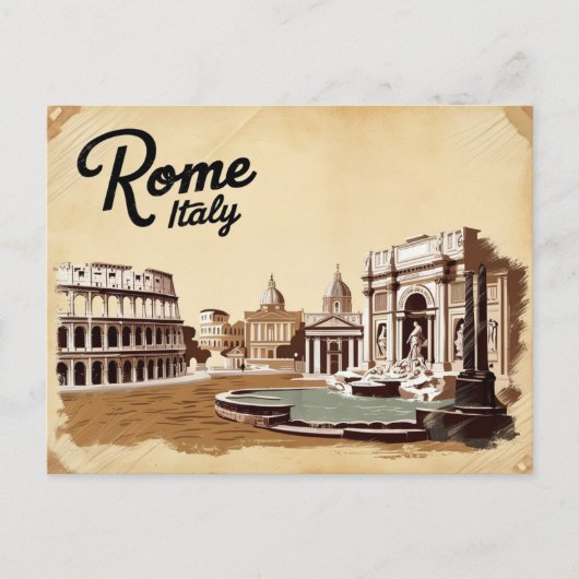 Vintage van Rome, Italië Briefkaart (Voorkant)