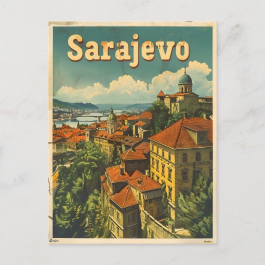 Vintage van Sarajevo in Bosnië en Herzegovina Briefkaart (Voorkant)