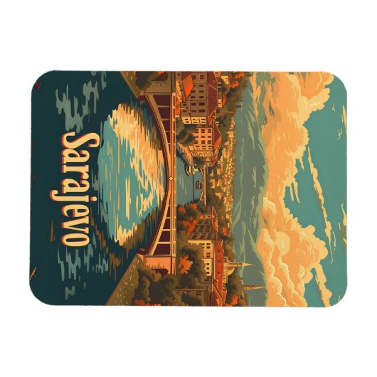 Vintage van Sarajevo Magneet (Horizontaal)