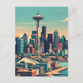 Vintage van Seattle Briefkaart