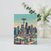 Vintage van Seattle Briefkaart (Staand voorkant)